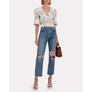 INTERMIX Scarlet Smocked‎ Floral Top Size Small